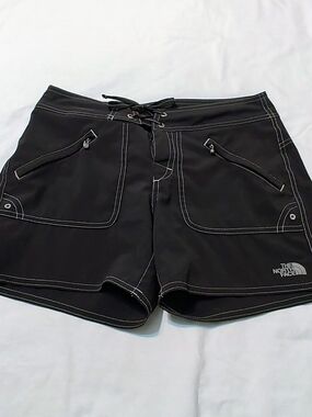 The North Face Black Lace-Up Outdoor Shorts with Contrast Stitching